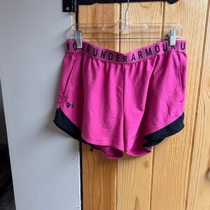 Under Armour Pink Women's Athletic Shorts with Black Trim